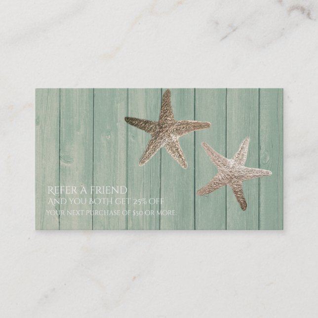 Référencement Carte de parrainage Golden Starfish & Wood Beach (Devant)