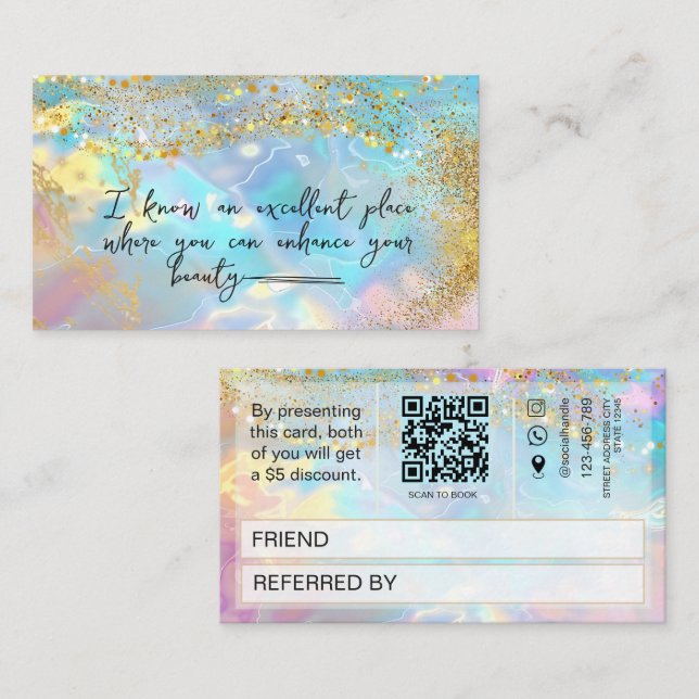 Référencement Carte de parrainage holographique avec code Qr de  (Devant / Derrière)