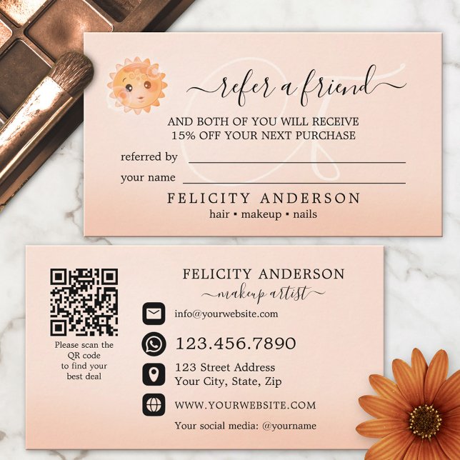 Référencement Carte de parrainage Logo Code QR Peach Beauty (Créateur téléchargé)