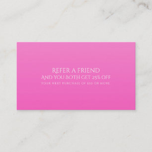 Référencement Carte de parrainage moderne teinte de rose Référer