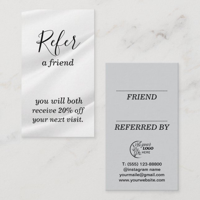 Référencement Carte de recommandation (Devant / Derrière)