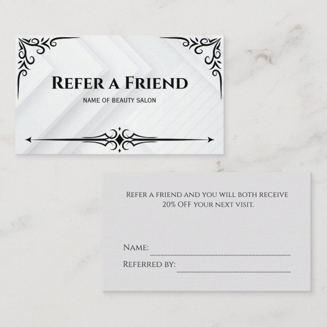 Référencement Carte de recommandation (Devant / Derrière)