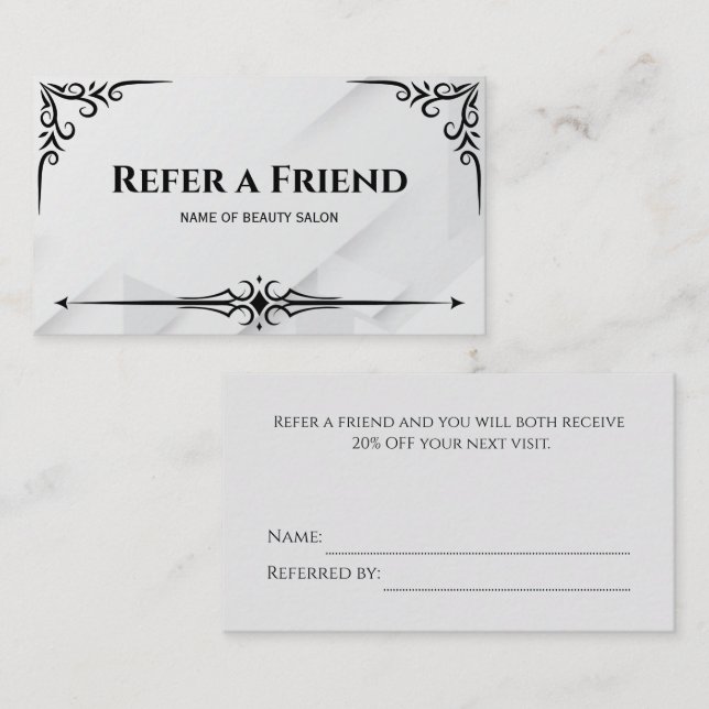 Référencement Carte de recommandation (Devant / Derrière)