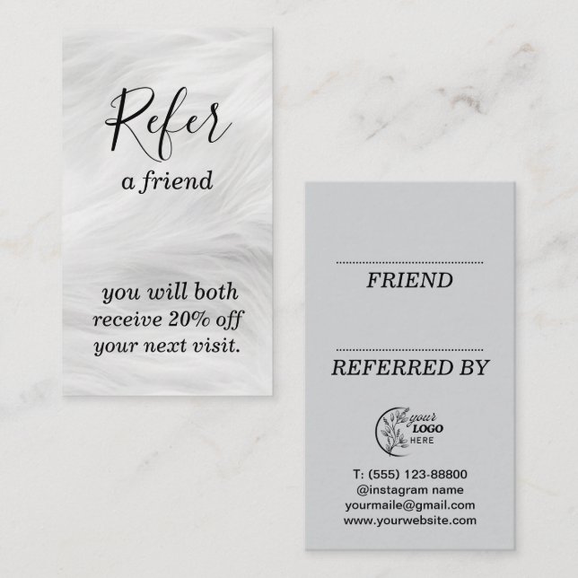 Référencement Carte de recommandation (Devant / Derrière)