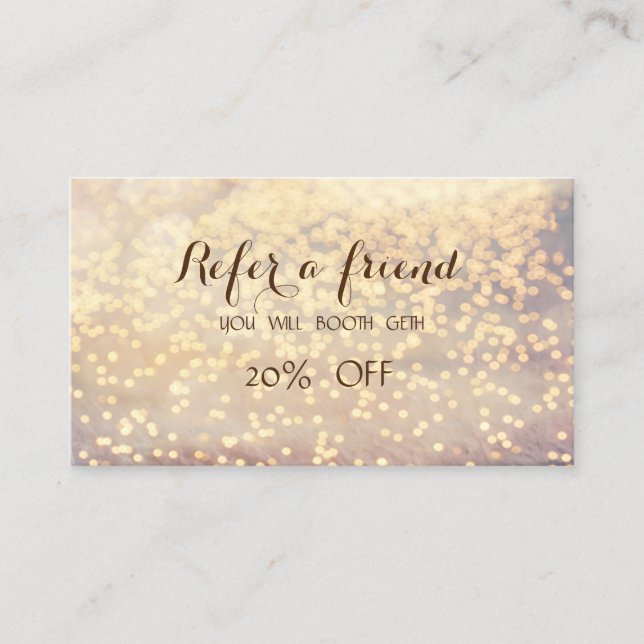 Référencement Carte de recommandation Bokeh élégante et stylée (Devant)