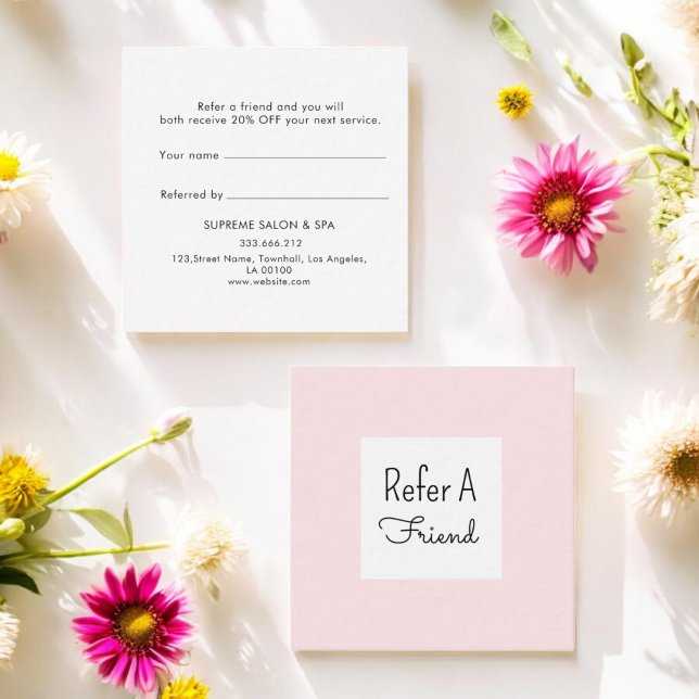 Référencement Carte de recommandation de fidélité client rose bl (Créateur téléchargé)