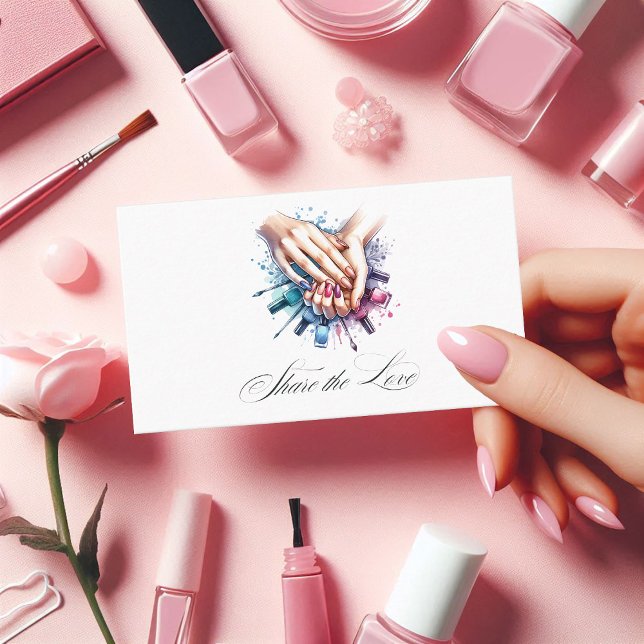 Référencement Carte de recommandation de salon de manucure à l'a (Chic Watercolor Nail Salon Referral)