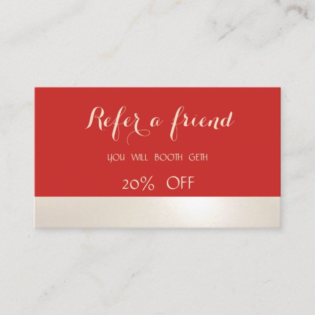 Référencement Carte de recommandation élégante moderne, rouge, r (Devant)