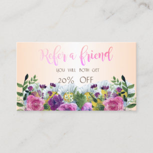 Référencement Carte de recommandation florale à l'aquarelle élég