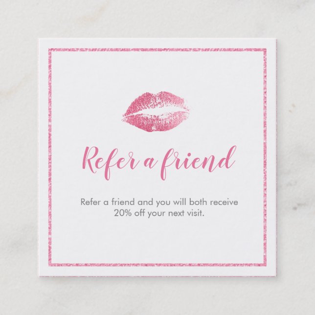 Référencement Carte de recommandation Rose & Blanc Baiser (Devant)