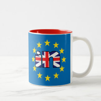 Referendum StrongerIn UK flag 'In' on EU stars mug