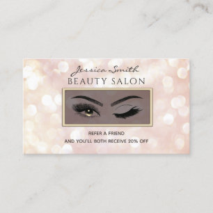 Referral card chic bokeh eyelashes & eyebrows wink