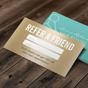 Referral Card   Elegant Gold Foil Hair Stylist