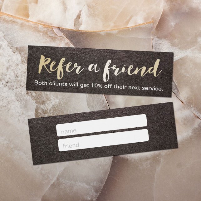 Referral Card | Gold Script Elegant Leather (Creator Uploaded)