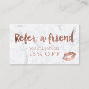 Referral card lips rose gold typography marble
