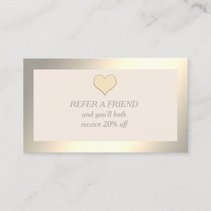 Referral card minimalist gold heart