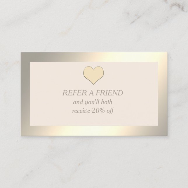 Referral card minimalist gold heart (Front)
