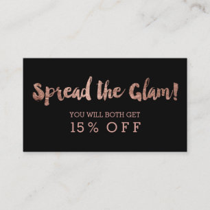 Referral card modern rose gold typography black