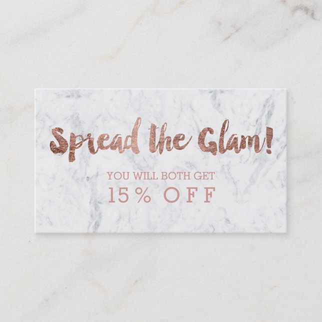 Referral card modern rose gold typography marble 2 (Front)
