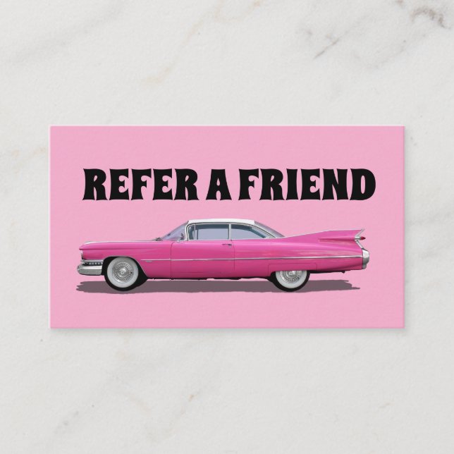REFERRAL CARD PINK CLASSIC CAR CUSTOM (Front)