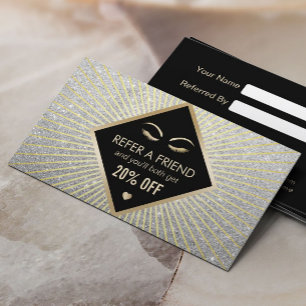 Referral Card Trendy Silver Glitter Beauty Salon