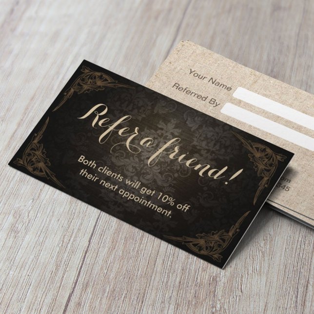 Referral Card | Vintage Framed Damask Beauty Salon (Creator Uploaded)