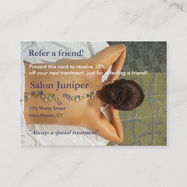 Referral Card with blue and green stones @ (Front)