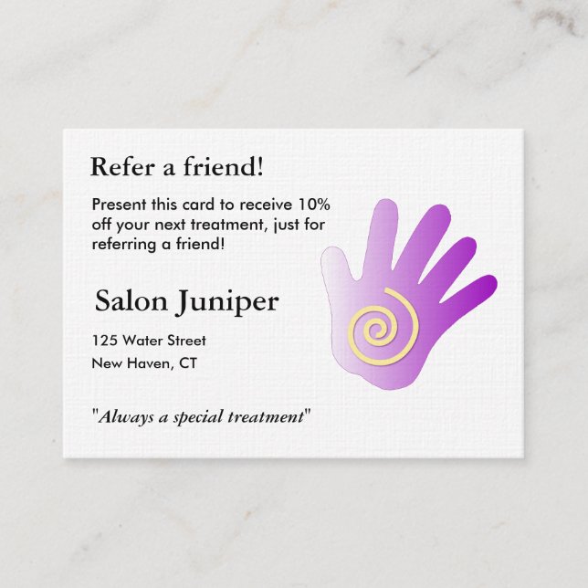 Referral Card with massage hand (Front)