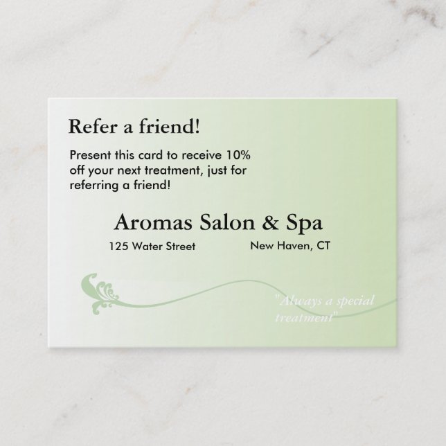 Referral Card with shaded green background (Front)