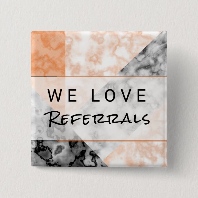 Referral Customer Loyalty Pink Marble Collage 2 Inch Square Button (Front)