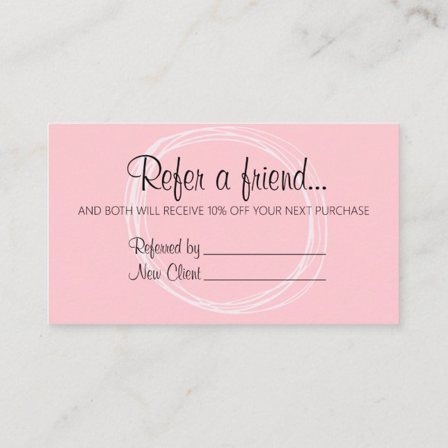 Referral Discount Card 3.5" x 2.0" Business Card (Back)