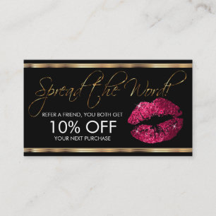 Referral - Hot Pink Glitter Lipstick Business Card