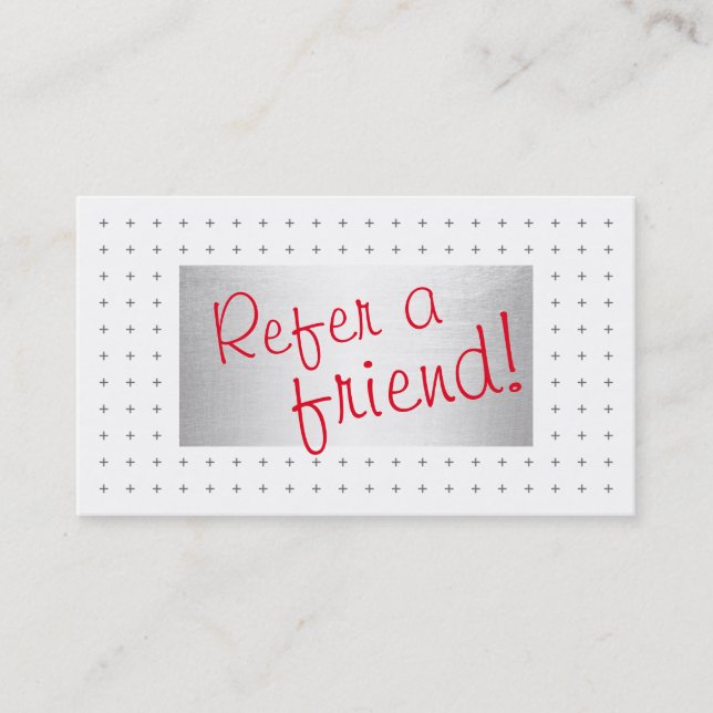 Referral Modern Red Script Beauty & Salon Card (Front)