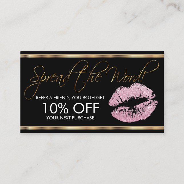Referral - Pink Glitter Lipstick Business Card (Front)