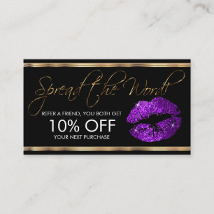 Referral - Purple Glitter Lipstick Business Card
