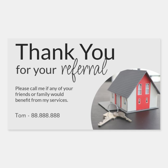 Referral Real Estate Thank You business Square Ova Sticker (Front)