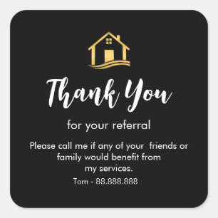 Referral Real Estate Thank You business Square Squ Sticker