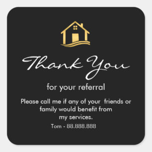 Referral Real Estate Thank You business Square Squ Sticker