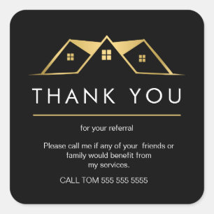 Referral Real Estate Thank You business Square Squ Sticker