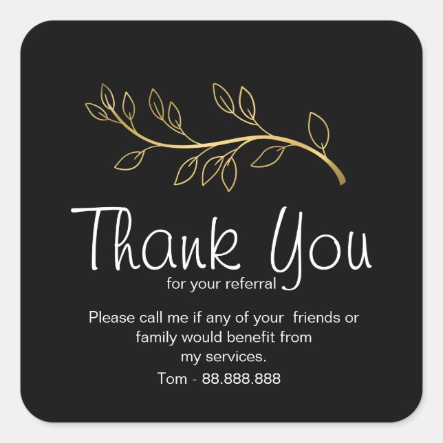 Referral Real Estate Thank You business Square Square Sticker (Front)