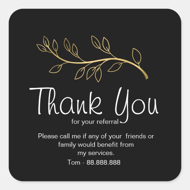 Referral Real Estate Thank You business Square Square Sticker (Front)
