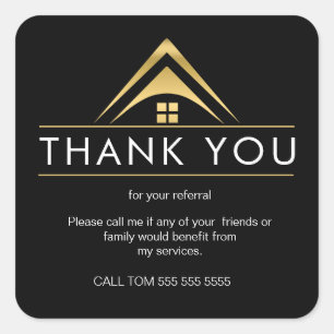 Referral Real Estate Thank You business Square St Sticker