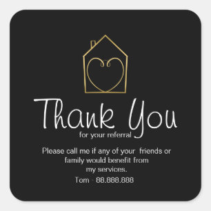 Referral Real Estate Thank You business Square Sti Sticker