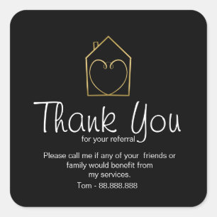 Referral Real Estate Thank You business Square Sti Sticker