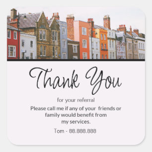 Referral Real Estate Thank You business Square Sti Sticker