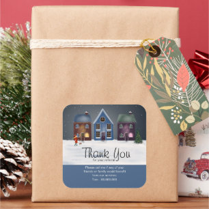 Referral Real Estate Thank You row of houses Square Sticker
