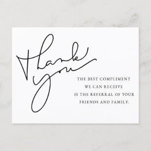Referral Thank You, Referral Note Card,  Thank You Postcard