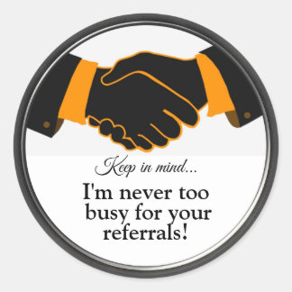 Referrals Shaking Hands Classic Round Sticker