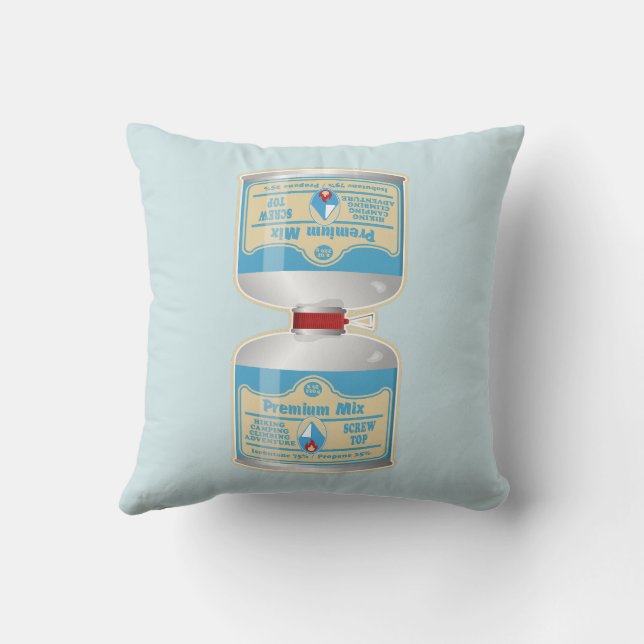 Refilling gas canisters for camp stoves throw pillow (Back)