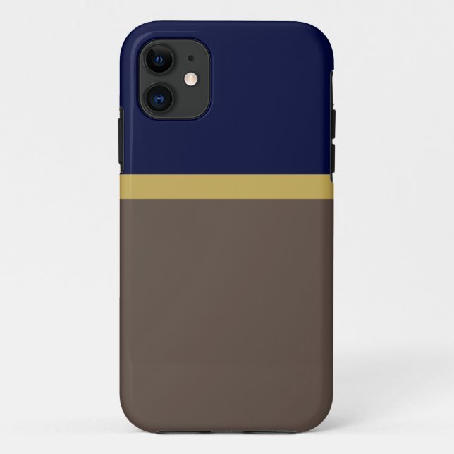 Refined Banded Brown Deep Navy Blue Colour Block Case-Mate iPhone Case (Back)